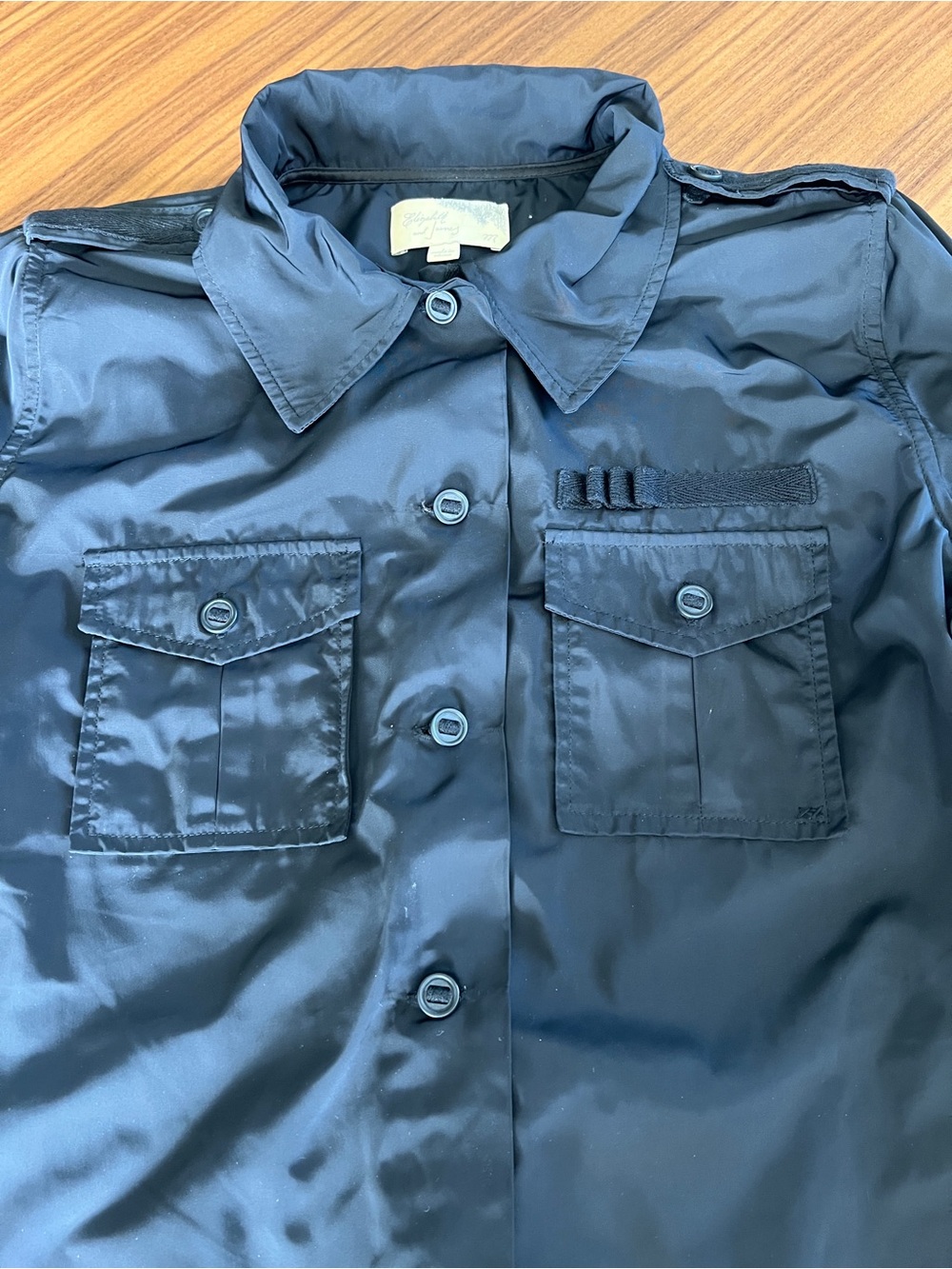 Elizabeth and James Bedford Jacket in shiny black military style Medium - Picture 6 of 7